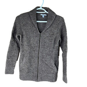 Toad & Co Brown Shawl Lambswool Knit Zip-Up